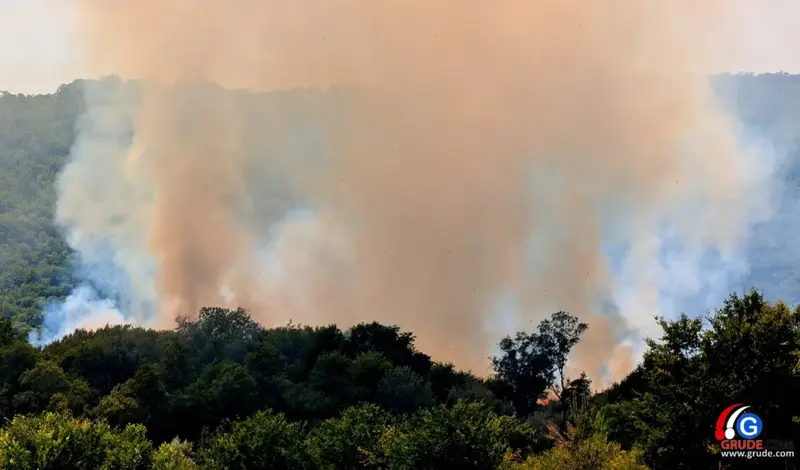 Gori grudsko polje, vatrogasci na terenu