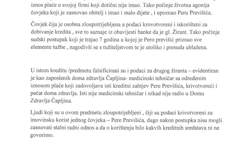 Kandidat za načelnika Čapljine uzeo svom radniku osobnu pa ga bez njegova znanja stavio za glavnog žiranta, čovjek preživio agoniju 