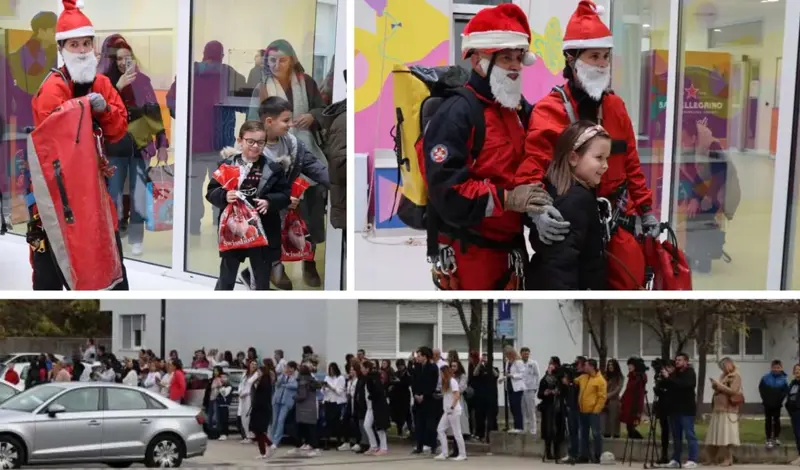 VIDEO: HGSS-ovci se spustili niz zgradu Pedijatrije SKB-a Mostar i darivali male pacijente povodom svetog Nikole