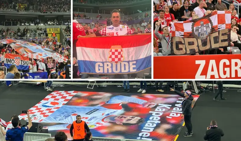 FOTO: U pobjedi Hrvatske isticale se zastave Gruda, Imotskog... i poseban transparent kapetanu Duvnjaku