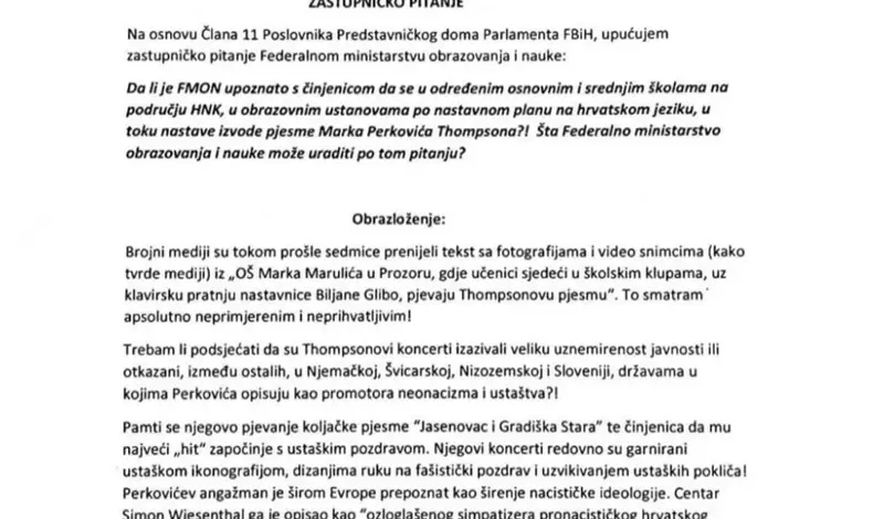 VIDEO: Djeca u školi u Rami pjevala Thompsonov hit, Komšićev političar Kajan ih prijavio