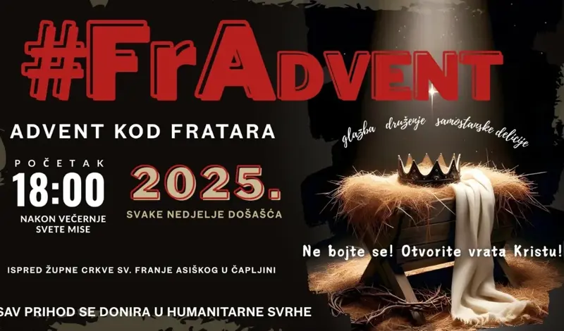Najava: FrAdvent 2025. – Advent kod fratara u Čapljini