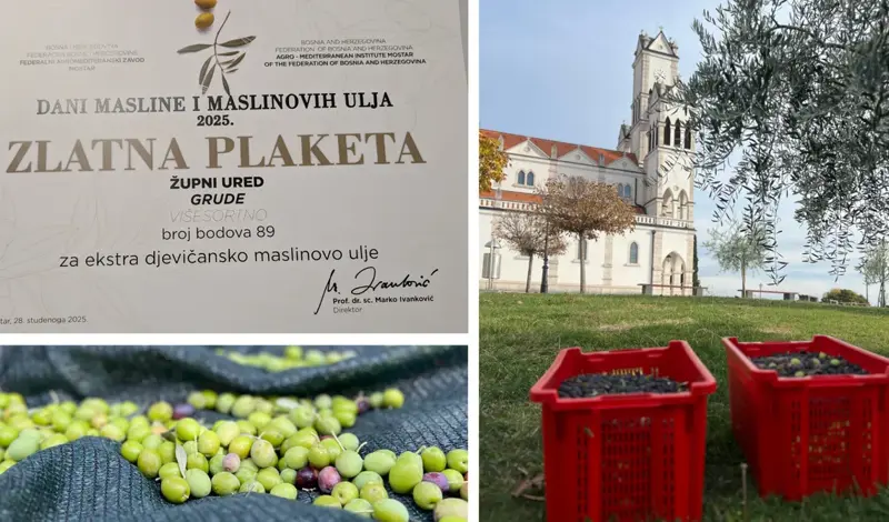 FOTO: Fra Stanku Pavloviću i Župnom uredu Grude ZLATNA PLAKETA za višesortno maslinovo ulje! Zlatom se okitio i Svemir Miloš