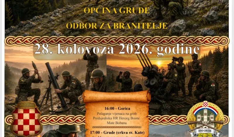 Grude će 28. kolovoza obilježiti Dan branitelja i 33. obljetnicu HR Herceg-Bosne