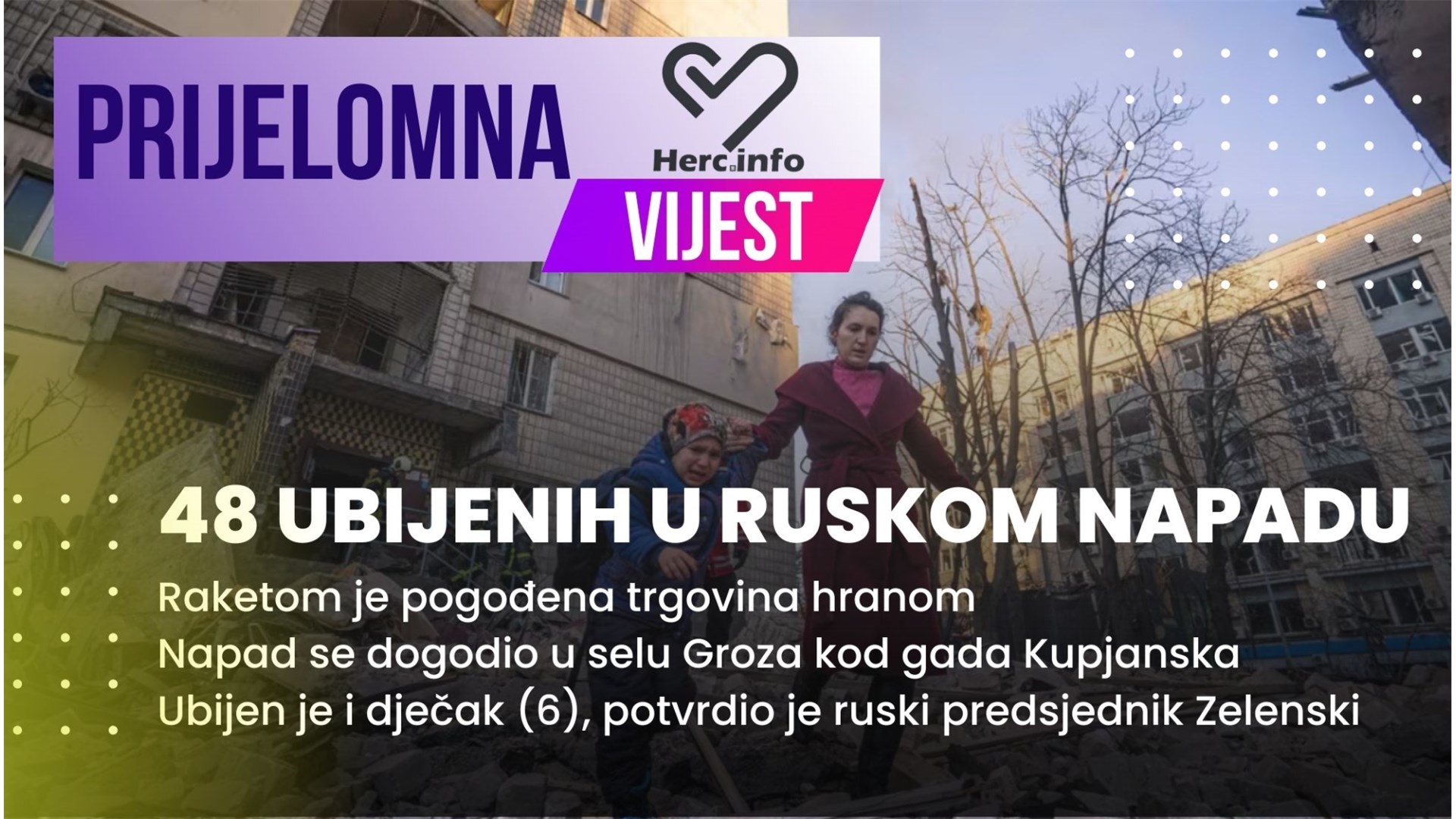 Raketa pogodila trgovinu hranom u Ukrajini: 48 ubijenih, među njima i dječak