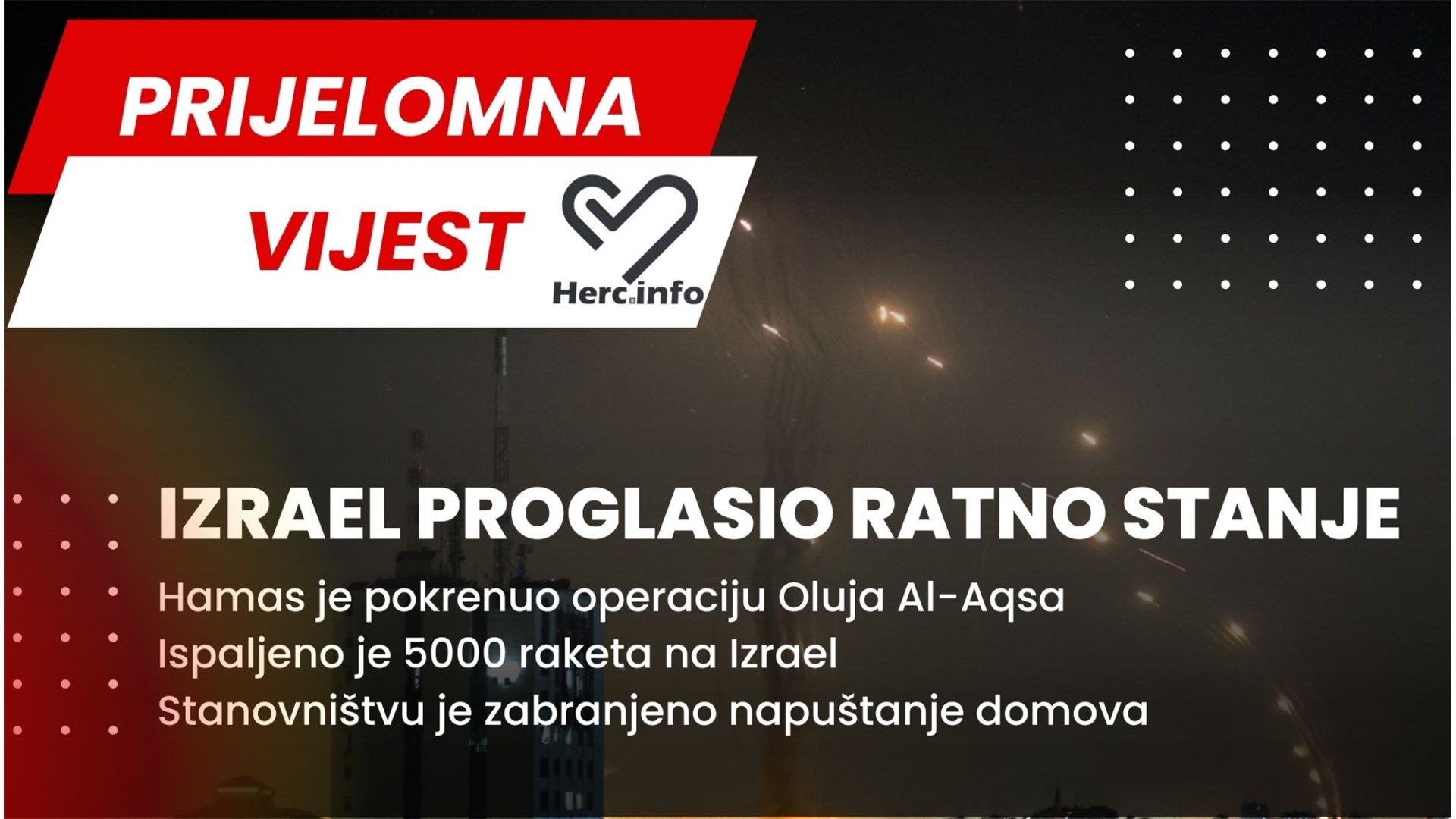 Izrael napadnut s 5000 raketa! Ubijena žena, 16 ranjenih, zabrane izlaska iz domova