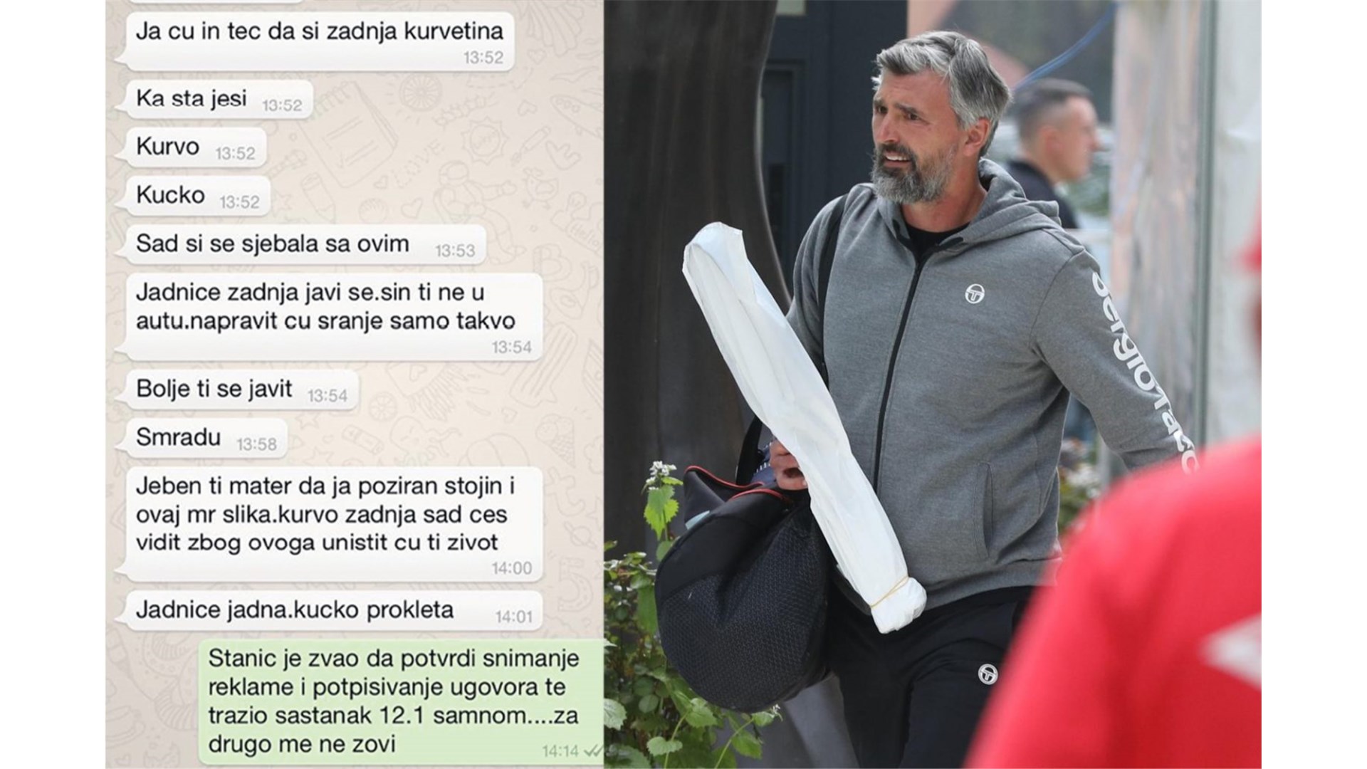 Nove gnjusne poruke Gorana Ivaniševića sinu, ženi... Njoj psuje majku, govori da je monstrum, sinu da je debil i kreten