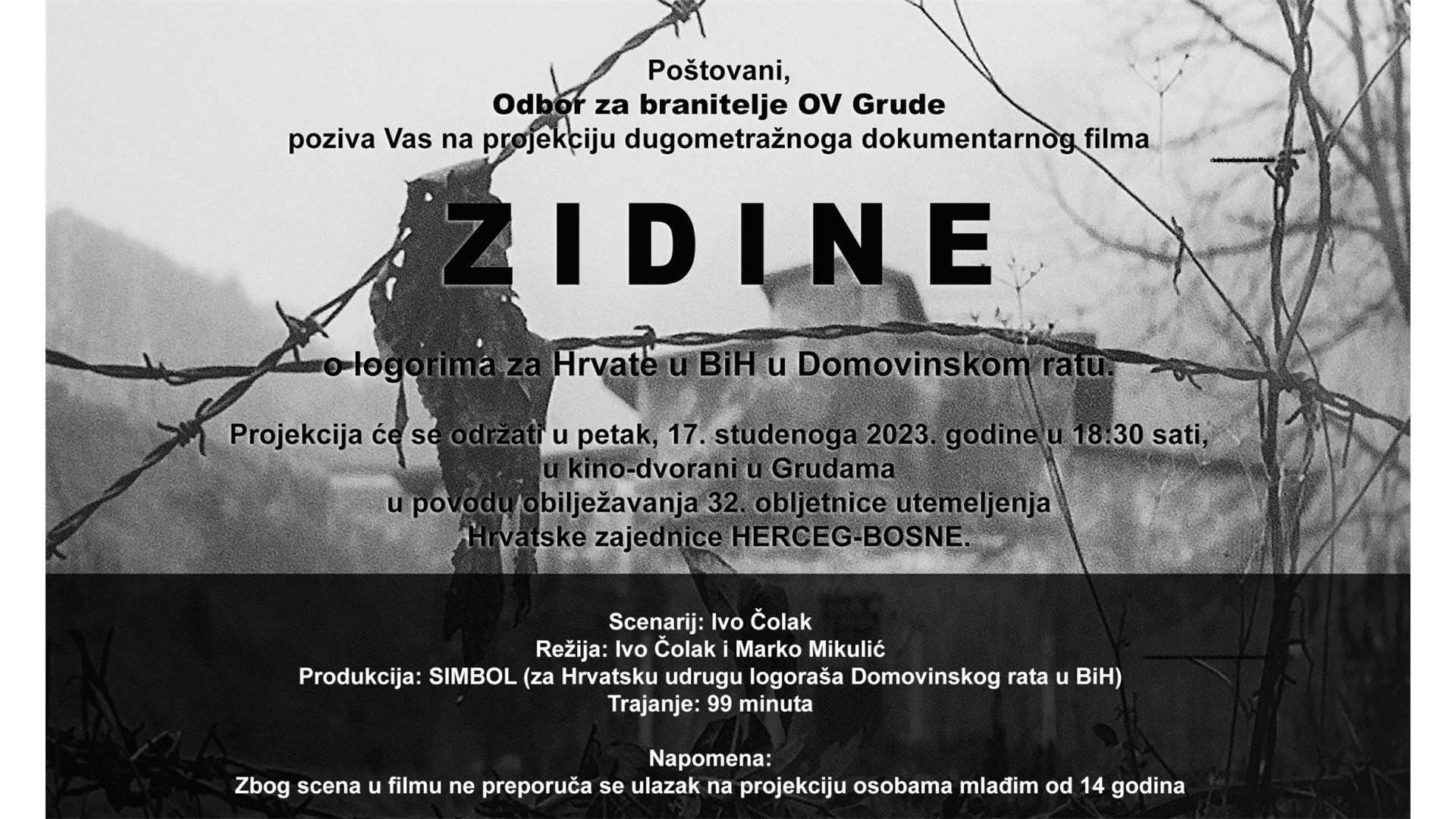 NAJAVA – Film ''Zidine'' u kinodvorani Grude
