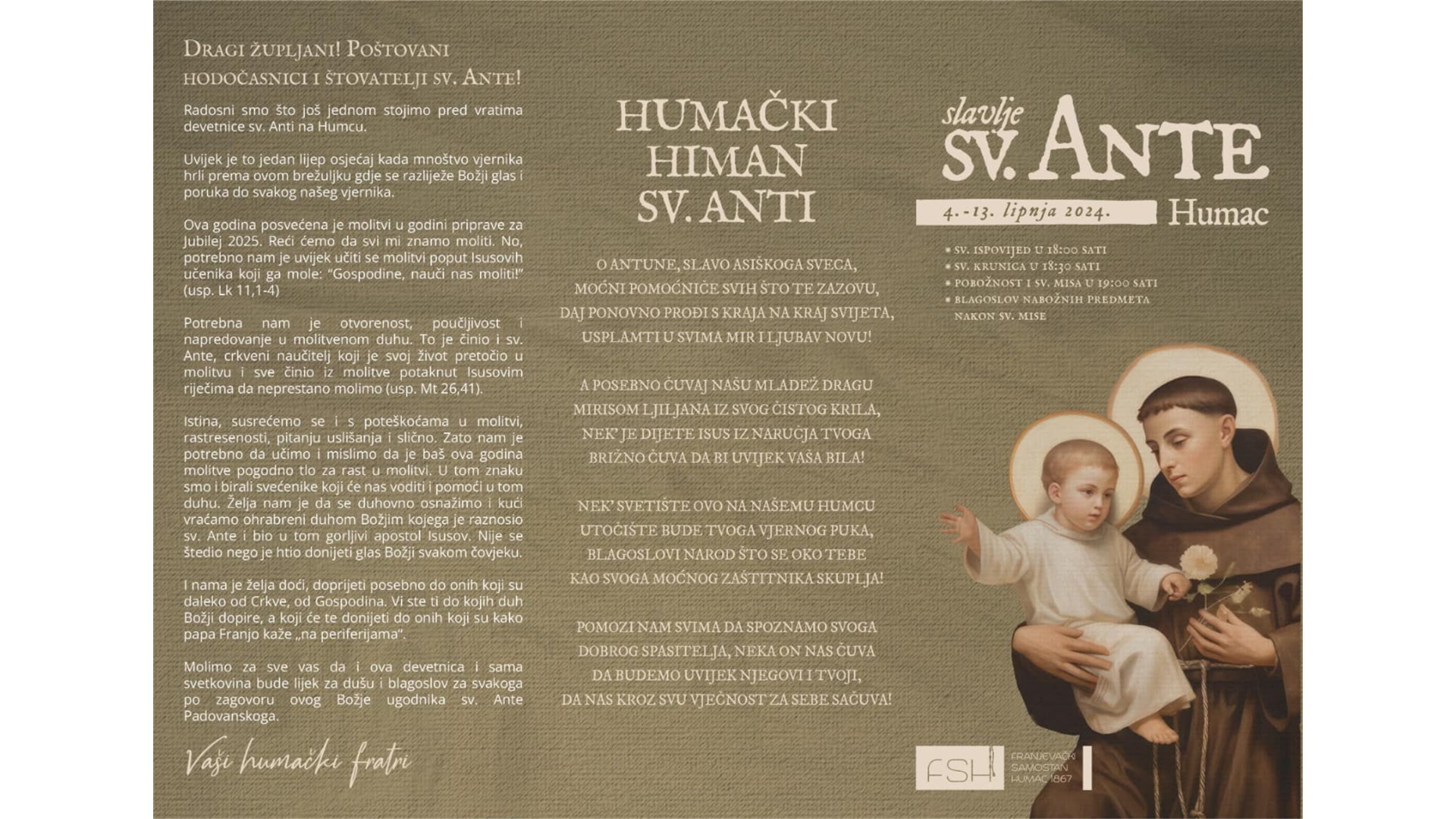 Bogat program proslave sv. Ante na Humcu