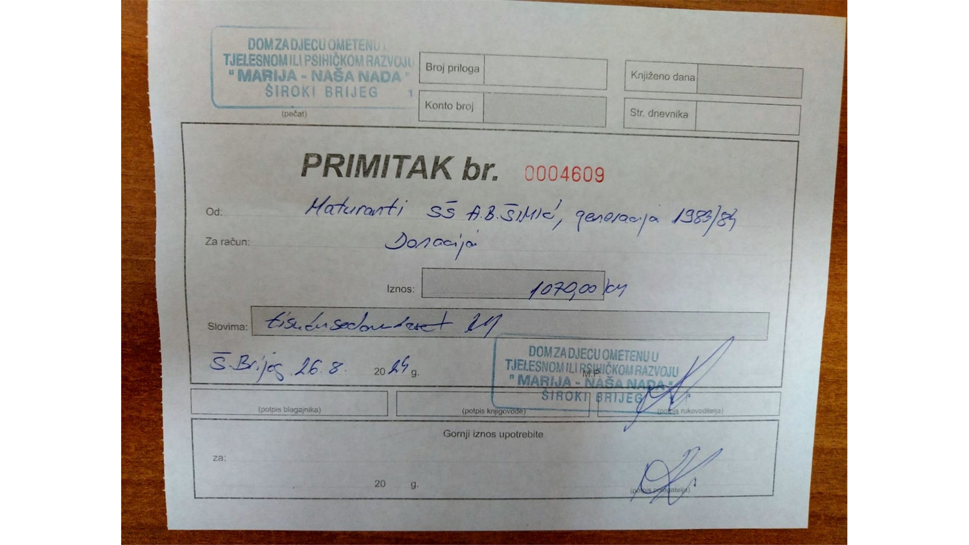 Gruđani na 40. obljetnici mature donirali preko 1000 KM ustanovi Marija naša nada