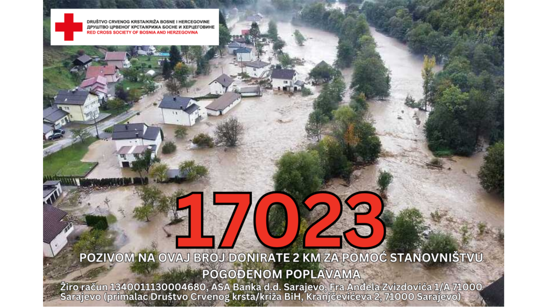 Pozivom na humanitarni broj 17023 pomoć stanovništvu pogođenom poplavama u BiH
