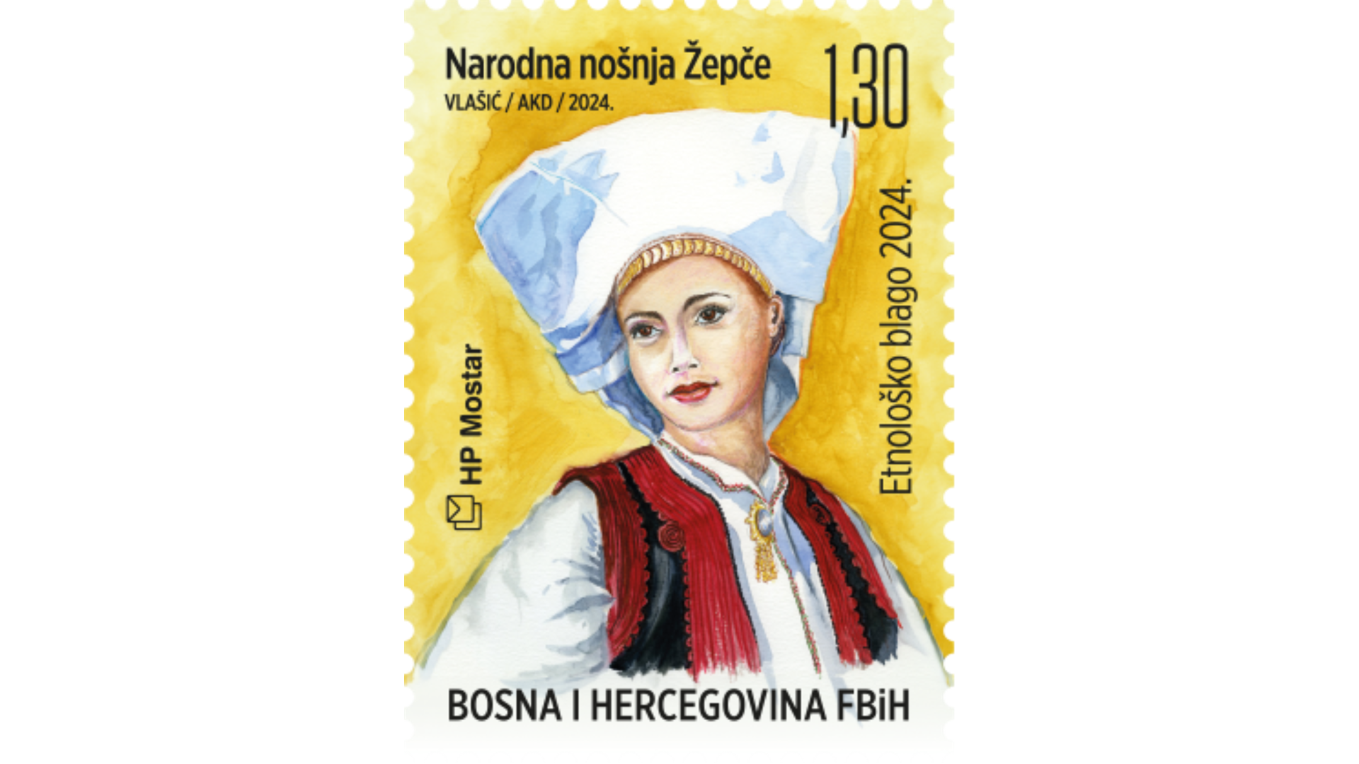 Narodna nošnja iz Žepča na markama HP Mostar