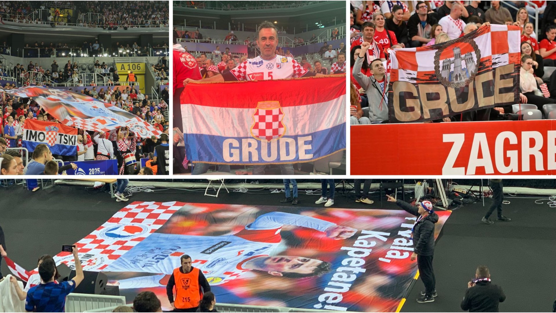 FOTO: U pobjedi Hrvatske isticale se zastave Gruda, Imotskog... i poseban transparent kapetanu Duvnjaku