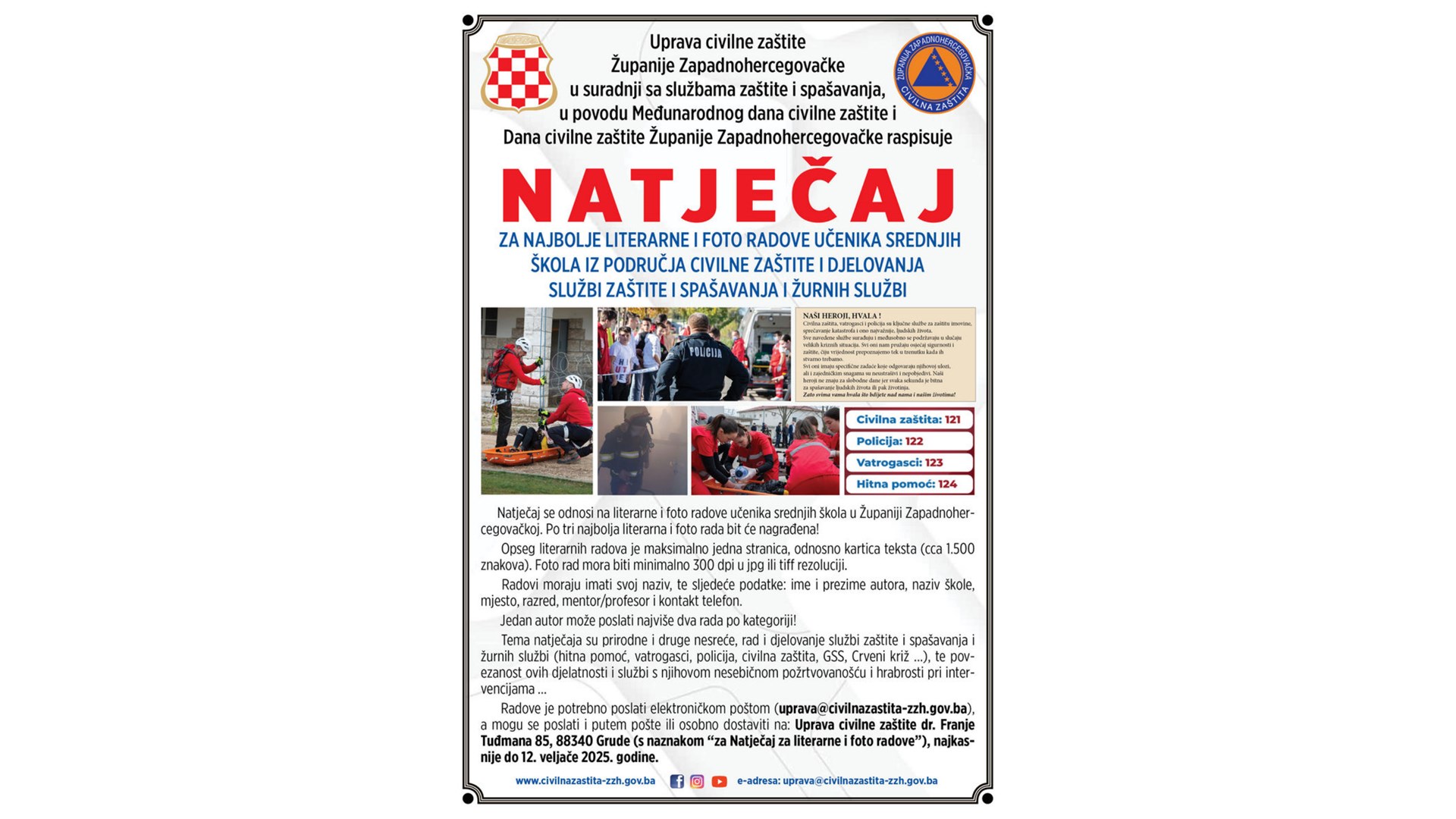 Raspisan natječaj za najbolje literarne i foto radove učenika srednjih škola iz područja civilne zaštite