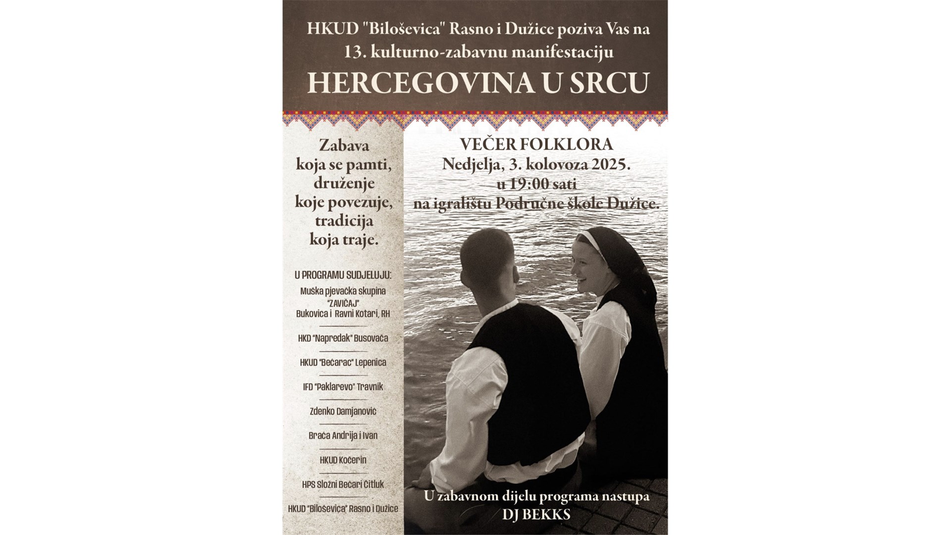 U nedjelju večer folklora ''Hercegovina u srcu'' na Dužicama