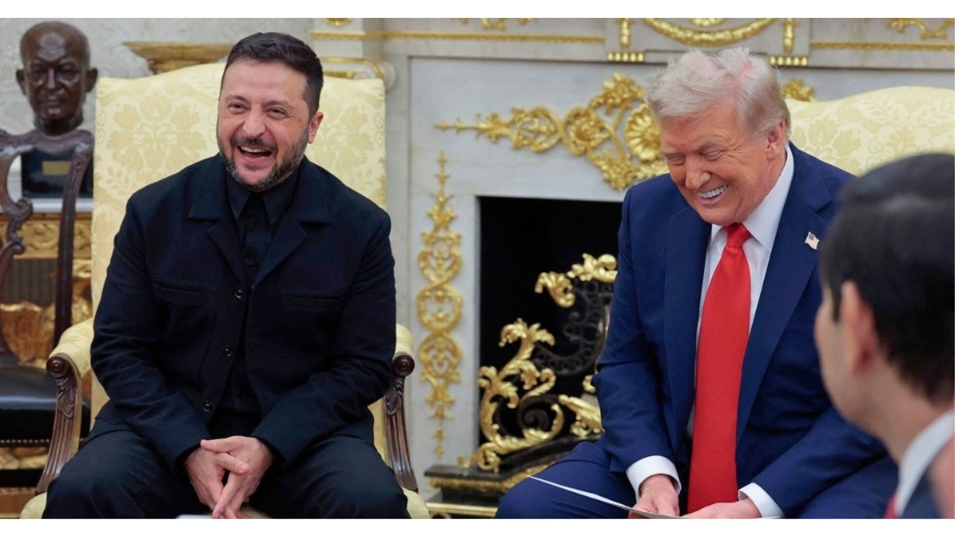Zelenski Trumpovom novinaru: U istom si odijelu. Ja sam se presvukao, ti nisi! Novinar: Izgledate fantastično, isprike zbog veljače 