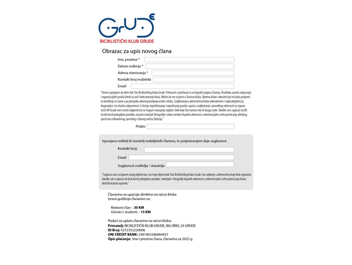 Pridružite se Biciklističkom klubu Grude!